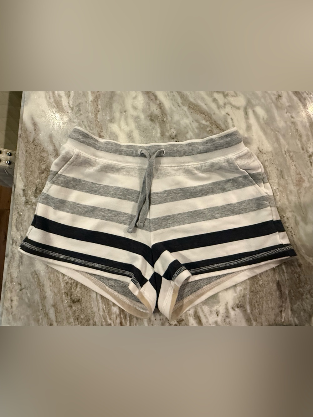 Old Navy White, Gray & Navy Striped Athletic Shorts Size S